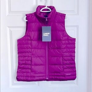 Lands' End Magenta Puffer Vest, NWT, Large
